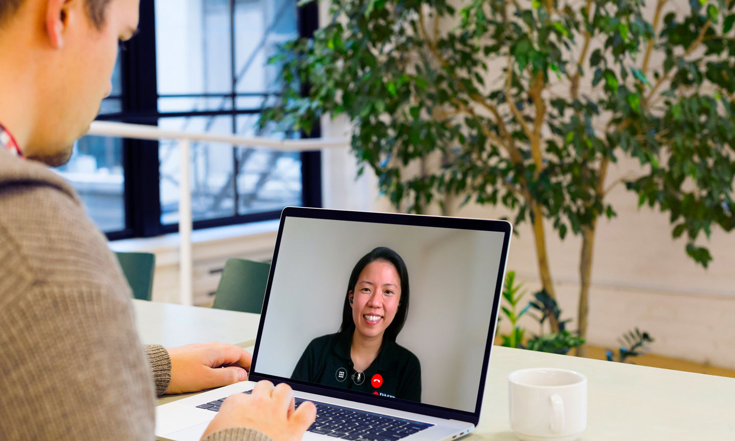 Student in a video call with RMIT staff member