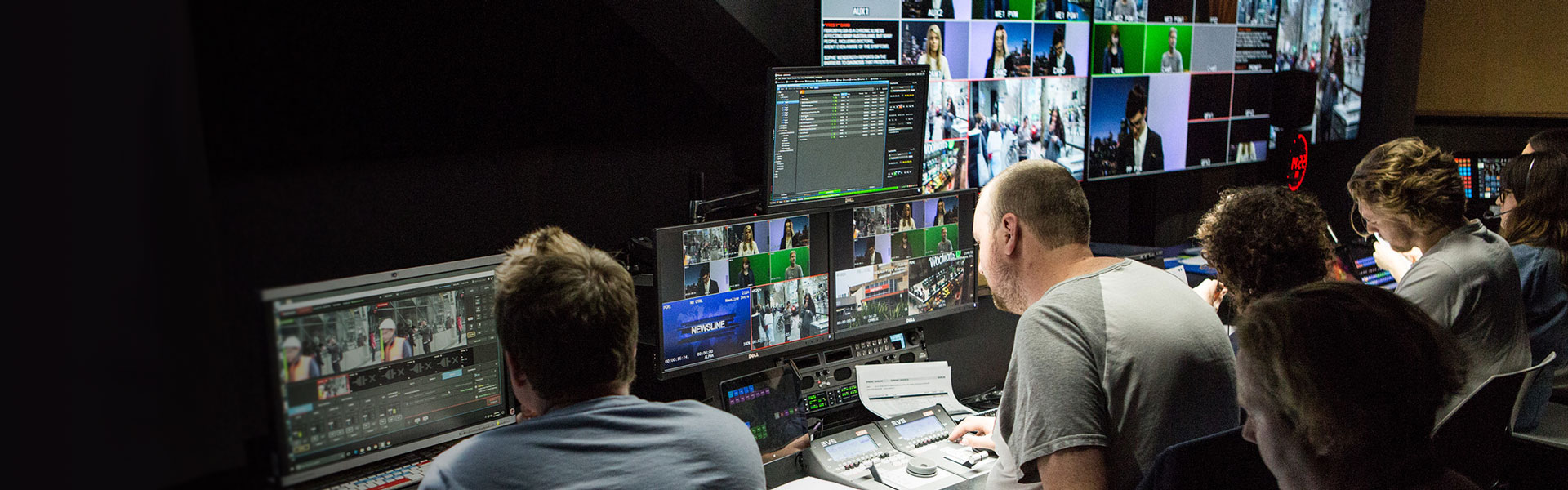 Students working in TV studio